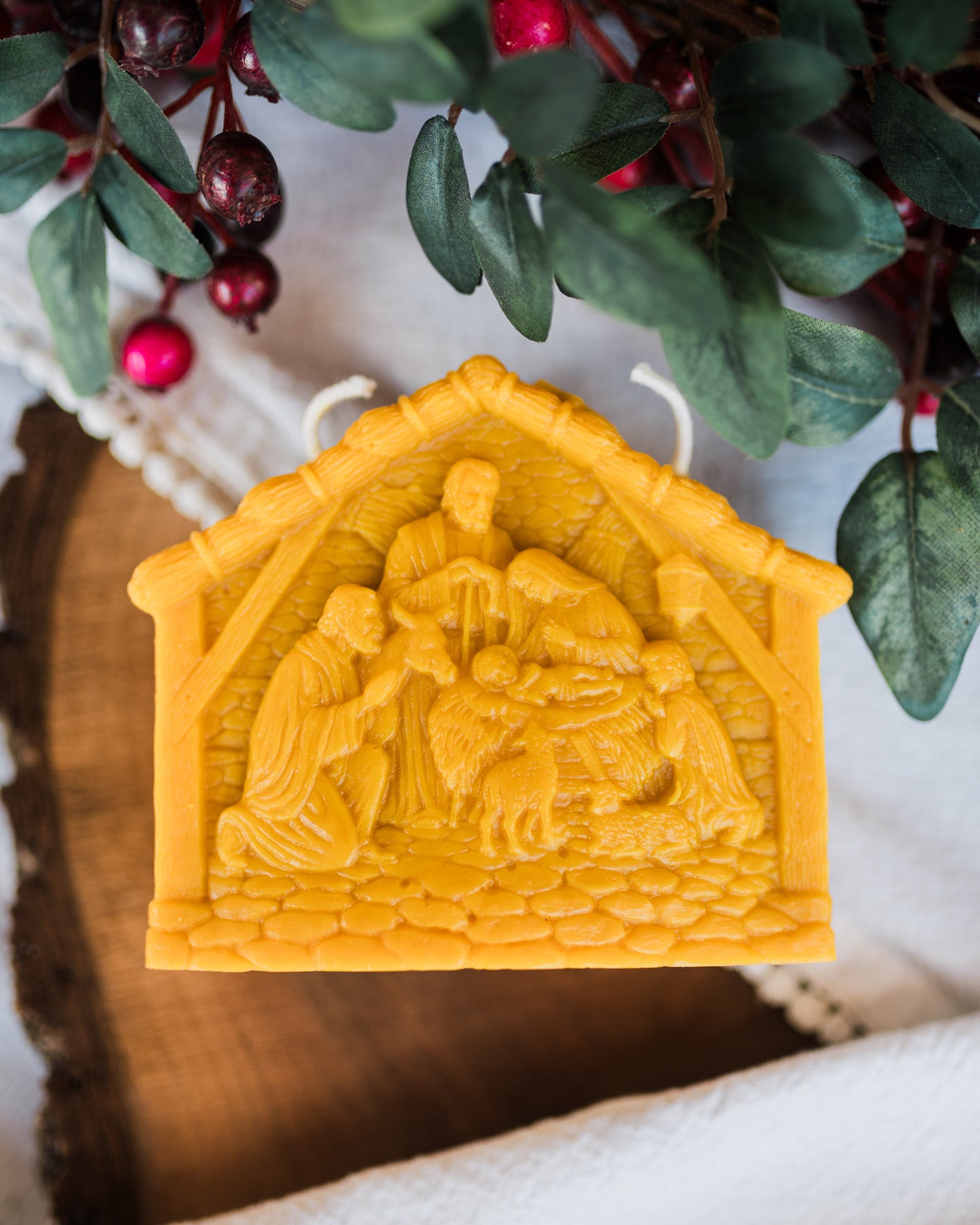 Nativity Beeswax Candle