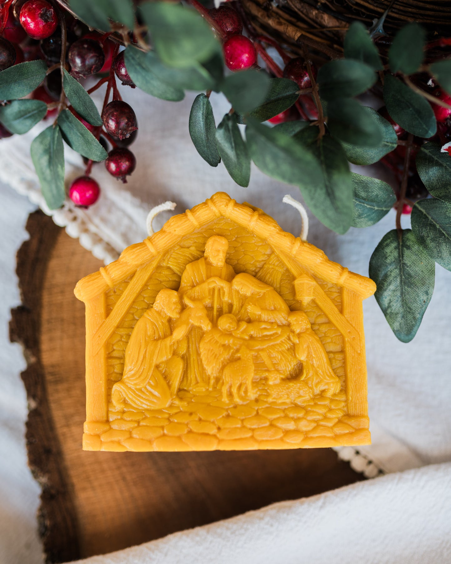 Nativity Beeswax Candle