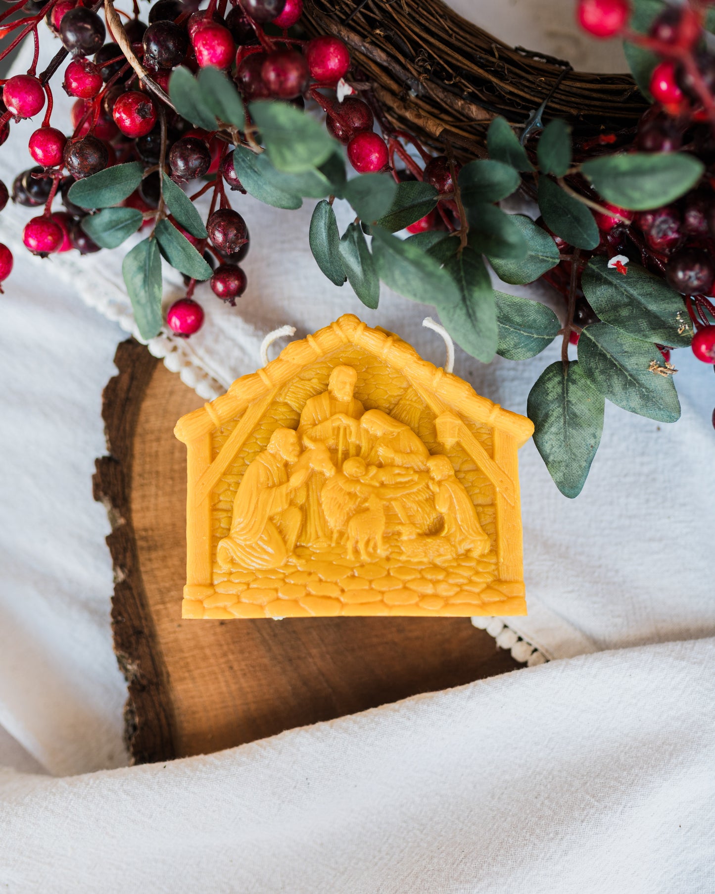Nativity Beeswax Candle