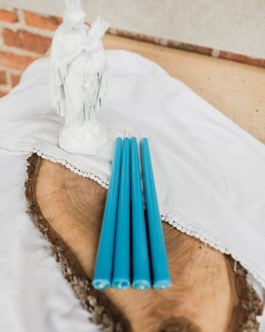 Blue Marian Beeswax Taper Candles