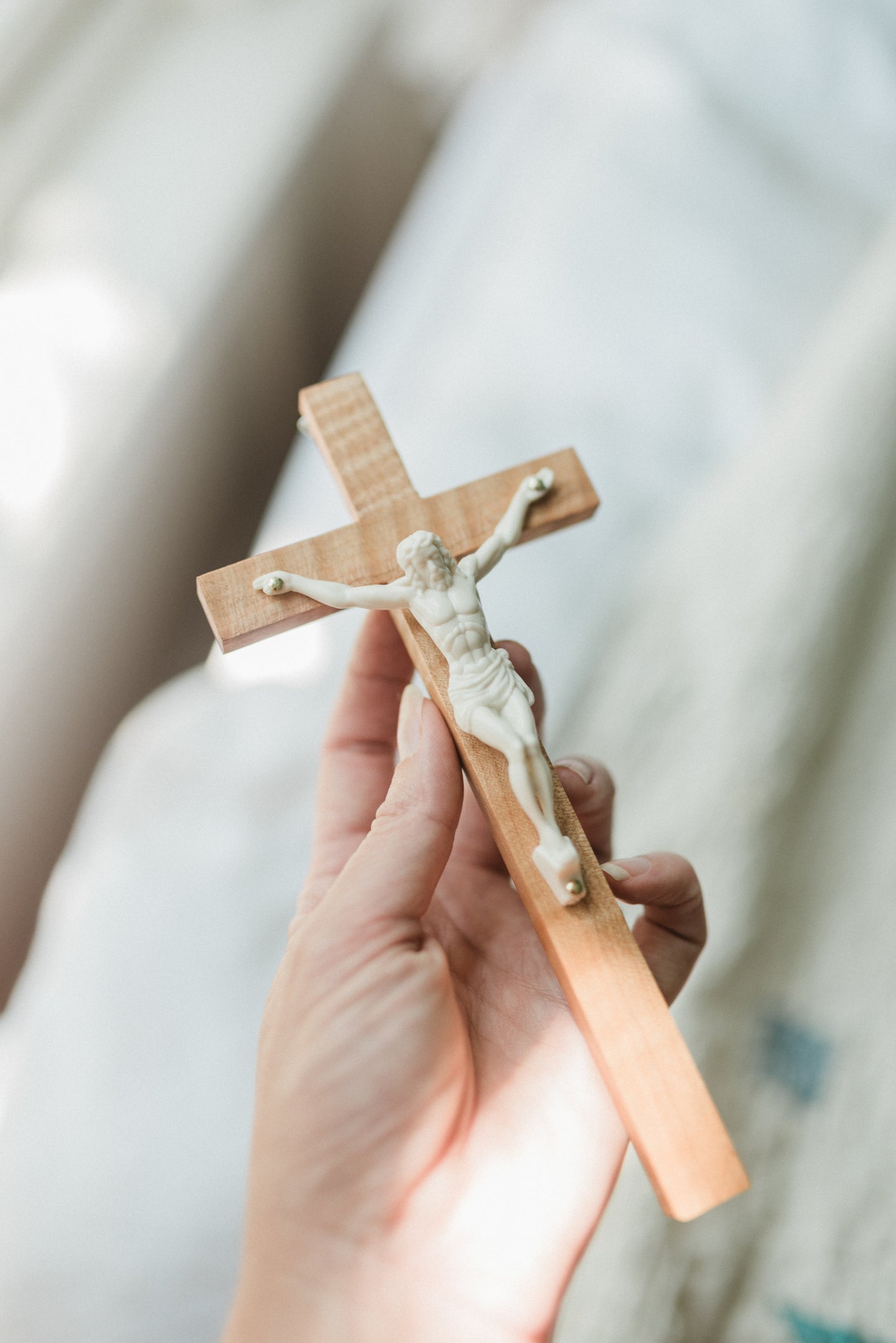 Small Wooden Crucifix - Curly Maple
