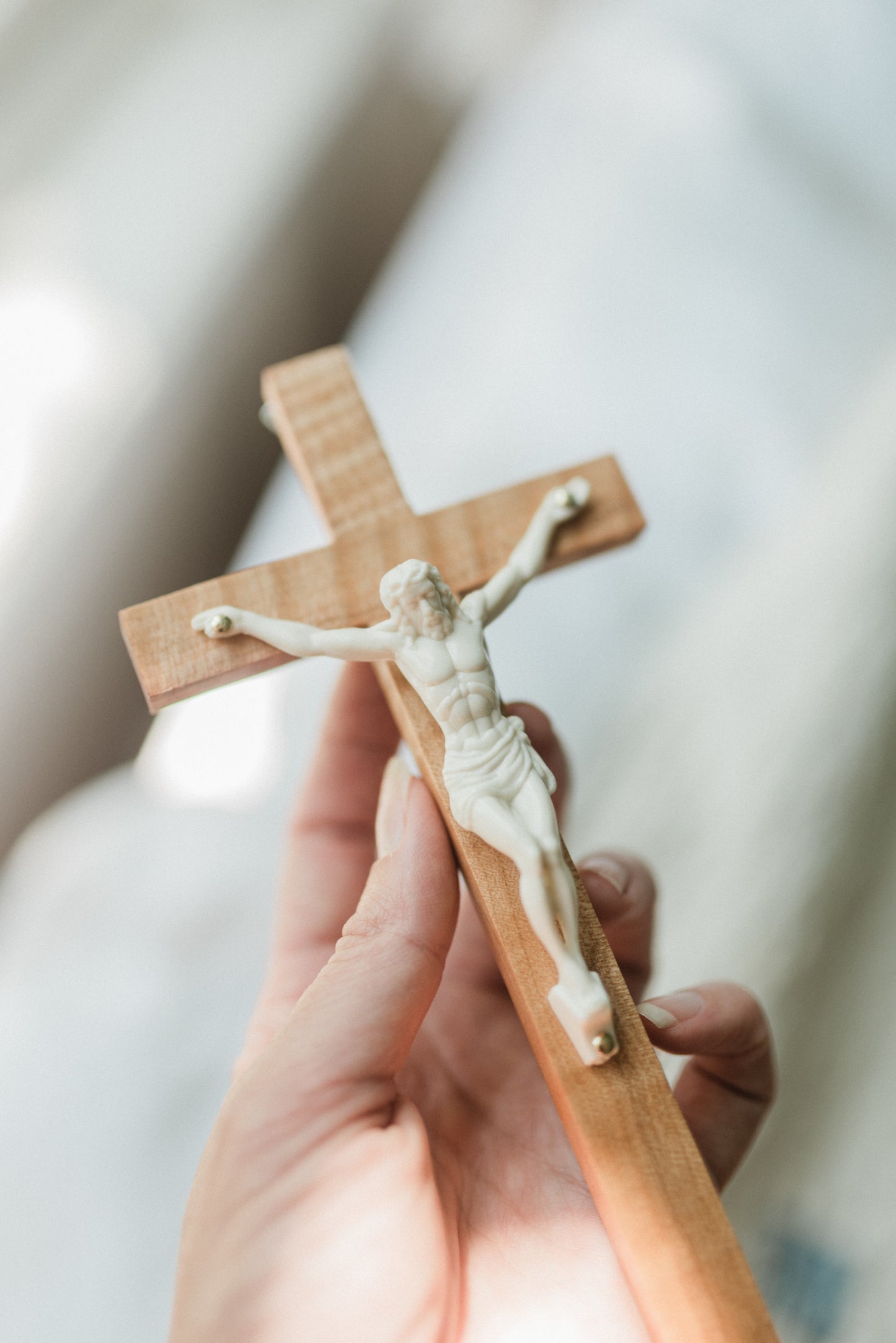 Small Wooden Crucifix - Curly Maple