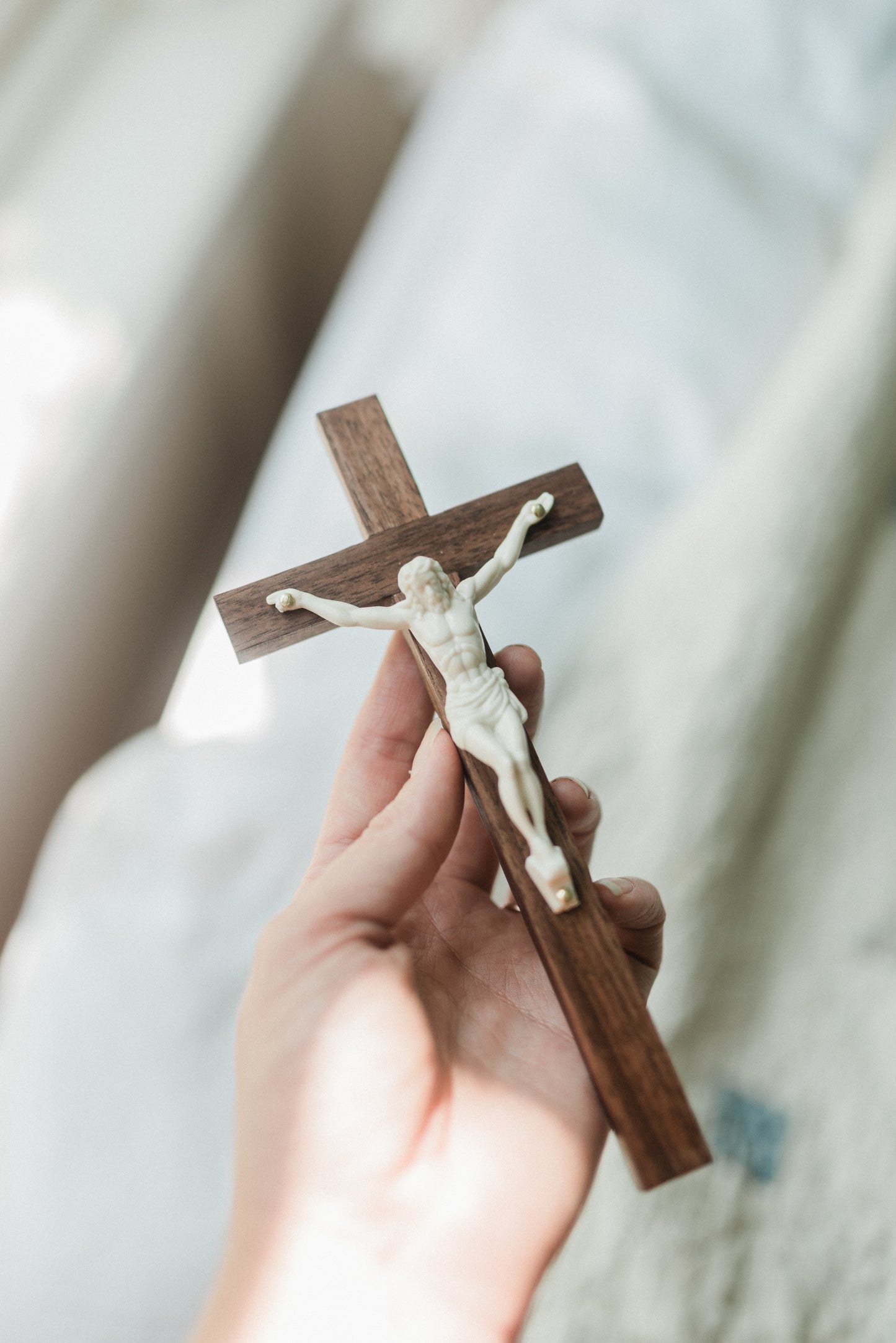 Small Wooden Crucifix - Black Walnut