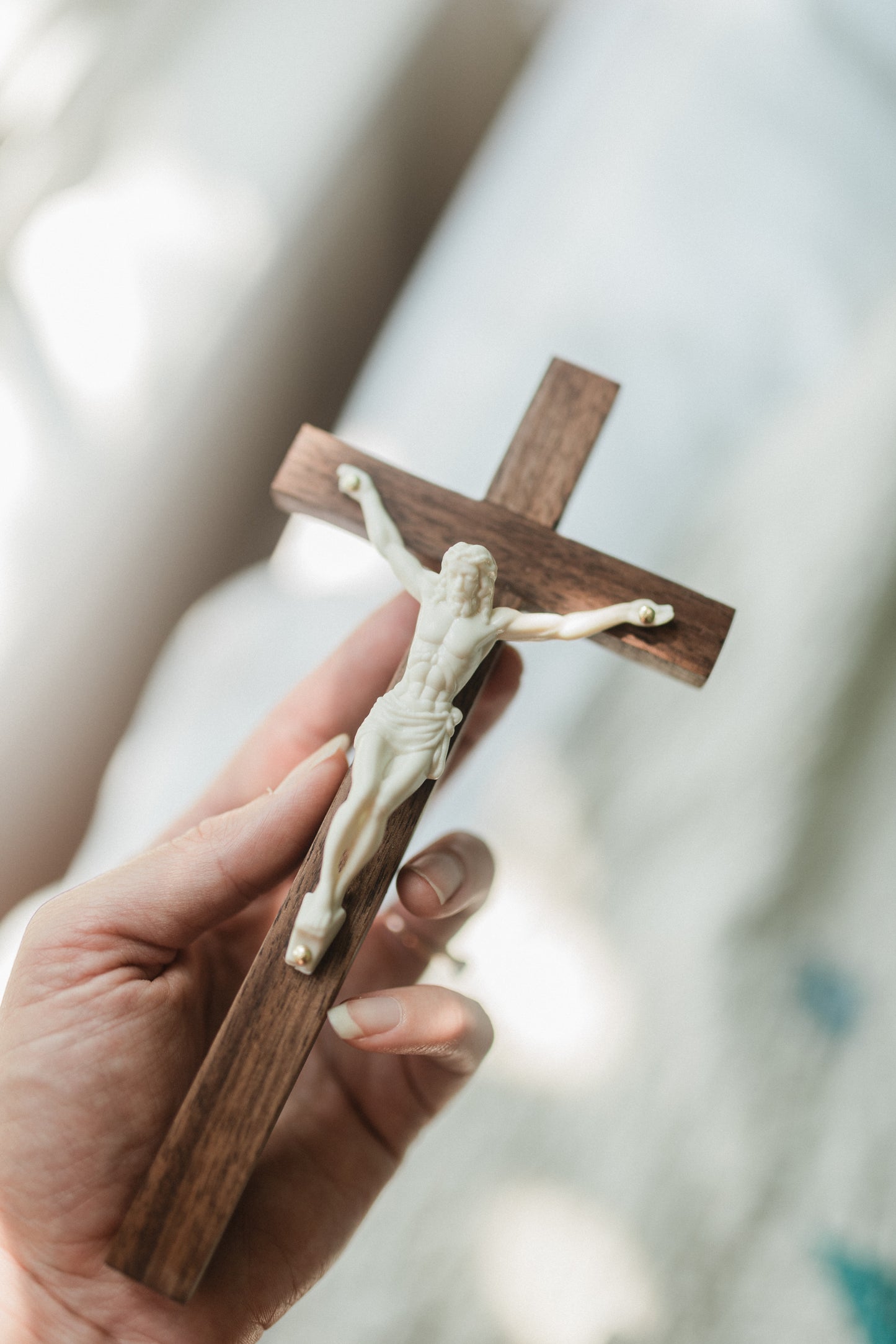 Small Wooden Crucifix - Black Walnut
