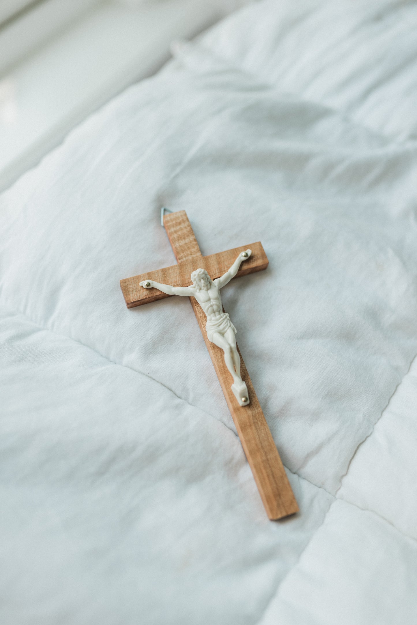 Small Wooden Crucifix - Curly Maple