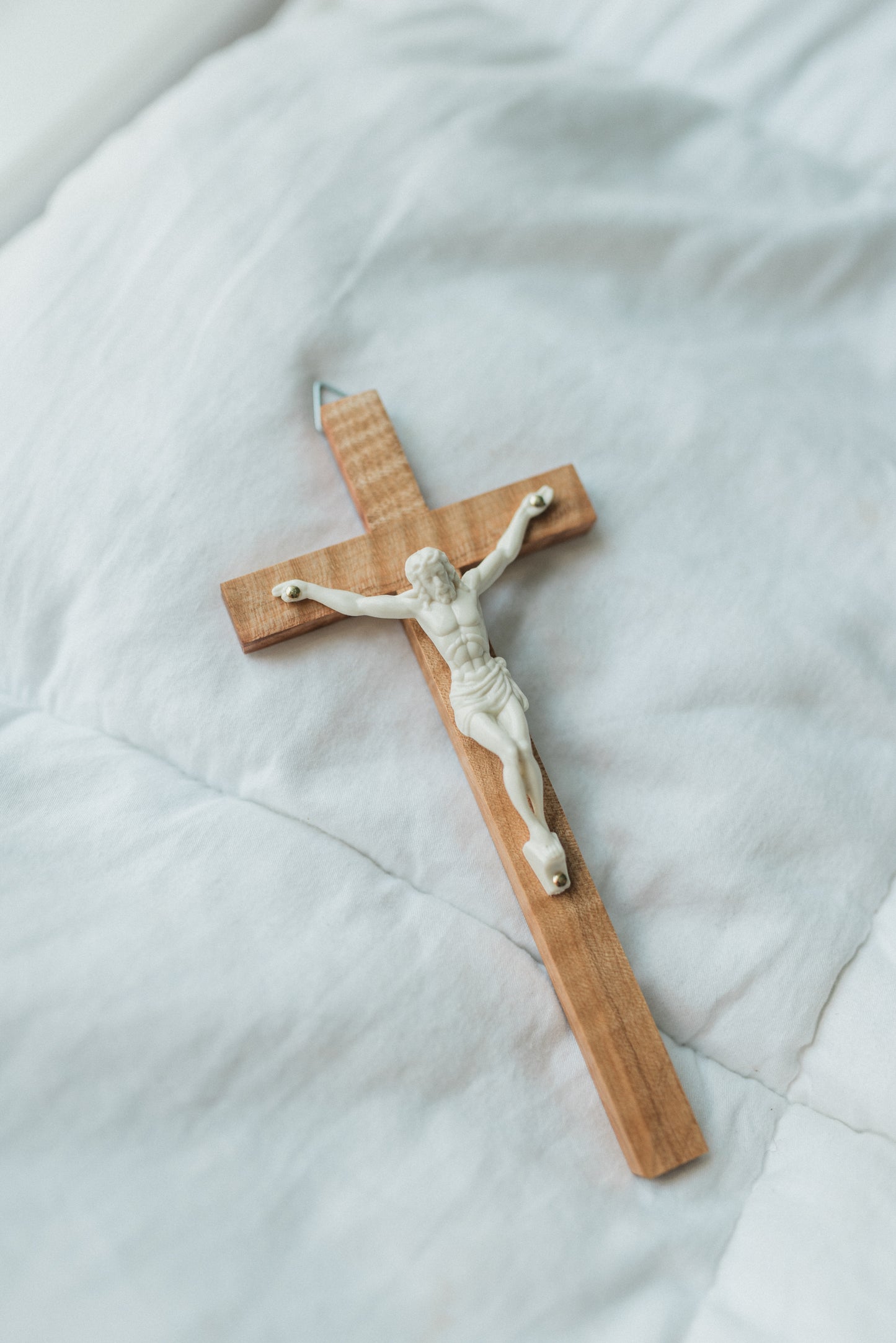 Small Wooden Crucifix - Curly Maple