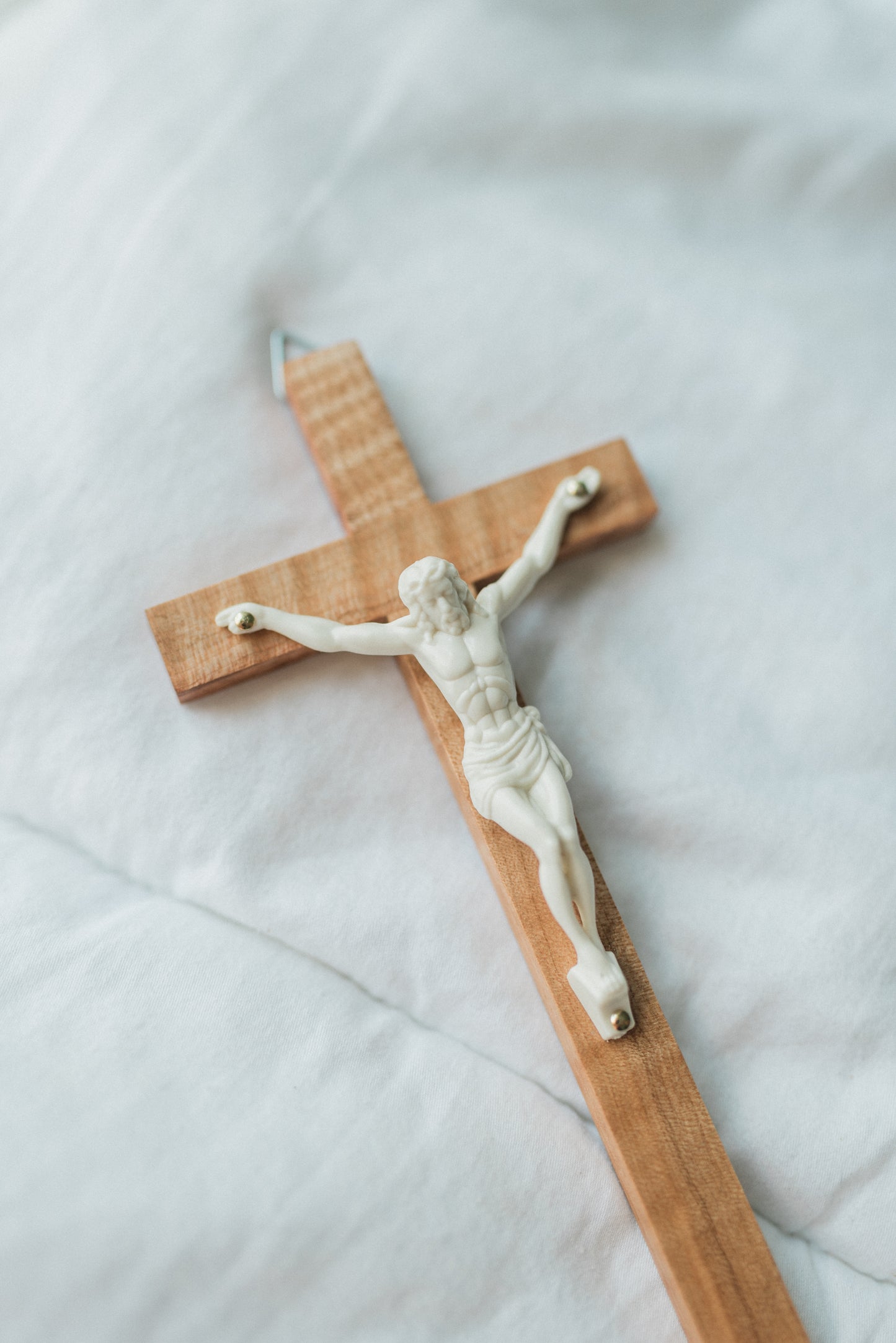 Small Wooden Crucifix - Curly Maple