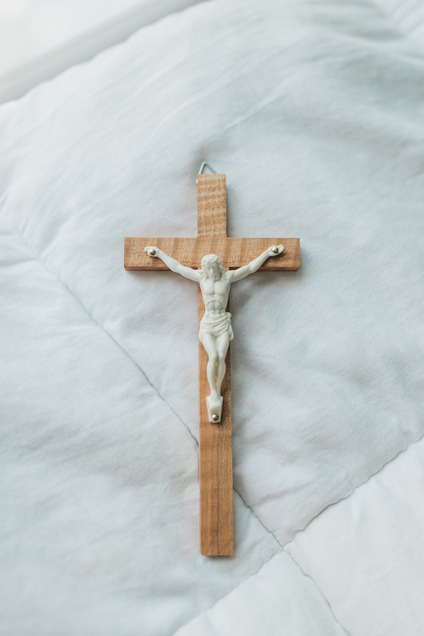 Small Wooden Crucifix - Curly Maple