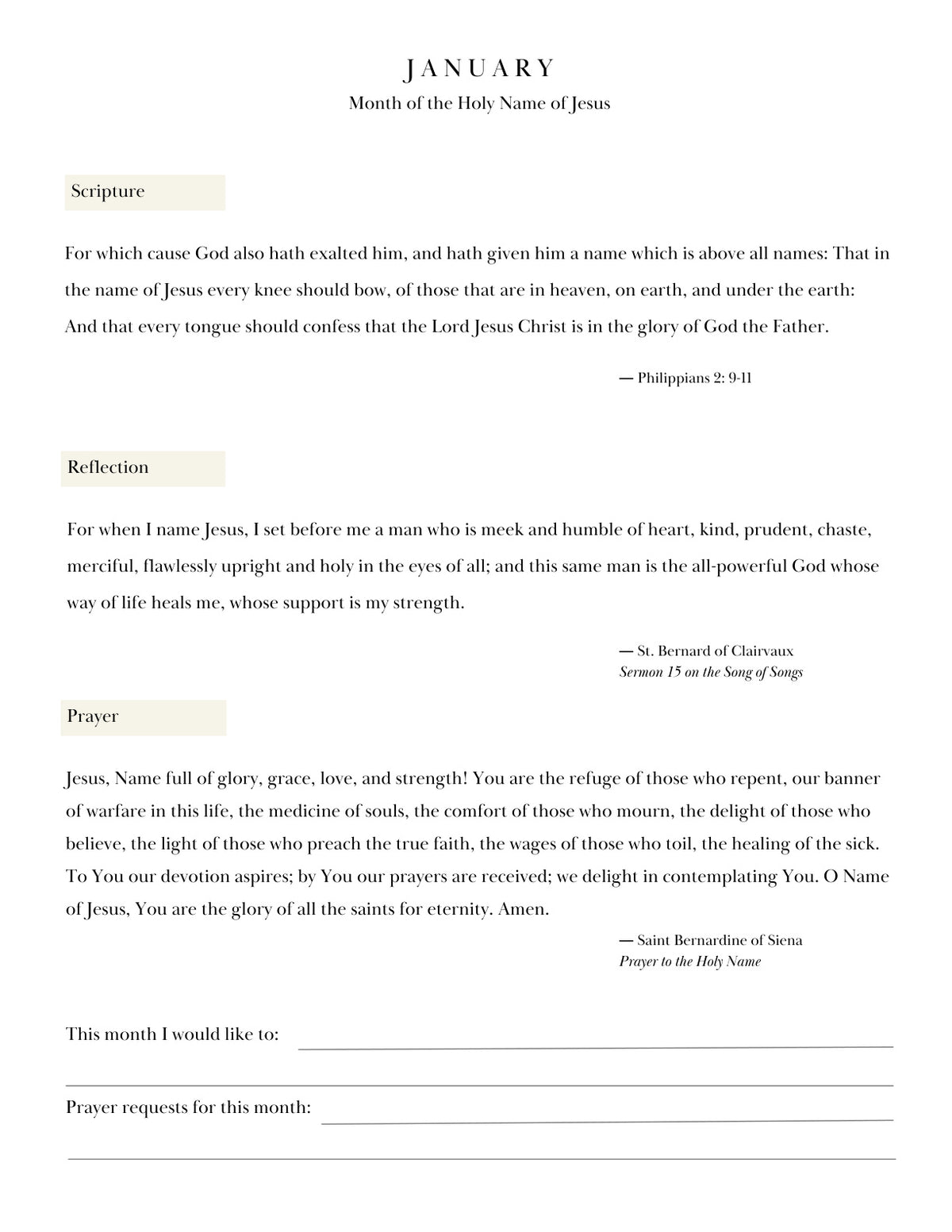 January 2027 Scripture, reflection and prayer page