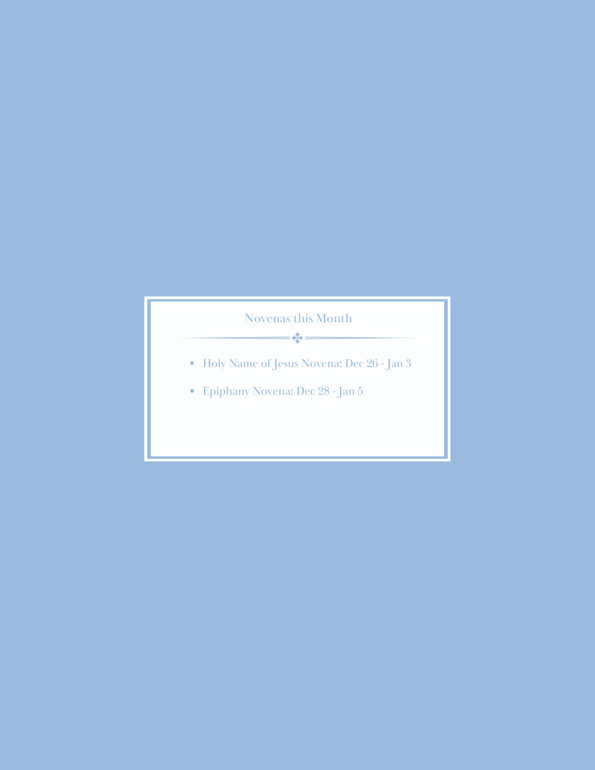 December monthly novena recommendations from the digital planner