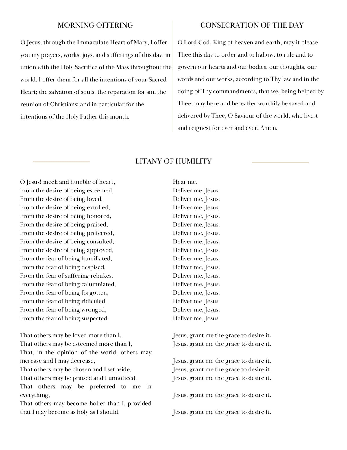 Morning Offering and Litany of Humility in the 2027 digital planner